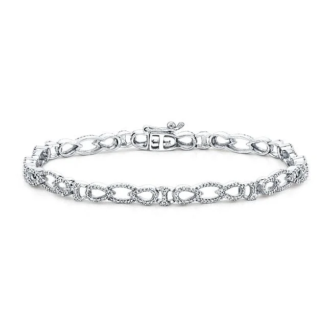 custom leather bracelets for special events -10k White Gold 1ct TDW Diamond Bracelet