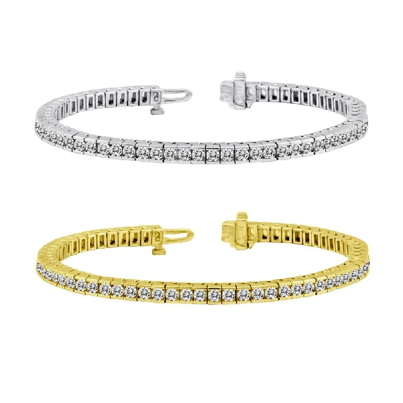 trendy gold bracelets for weddings -14k Gold 11ct TDW Channel Set Diamond Tennis Bracelet by Auriya