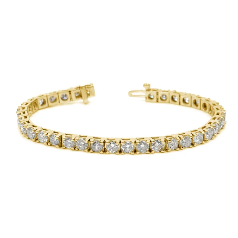 stylish gold bangles with diamonds for weddings -14k Gold 12ct TDW Round Diamond Tennis Bracelet by Auriya