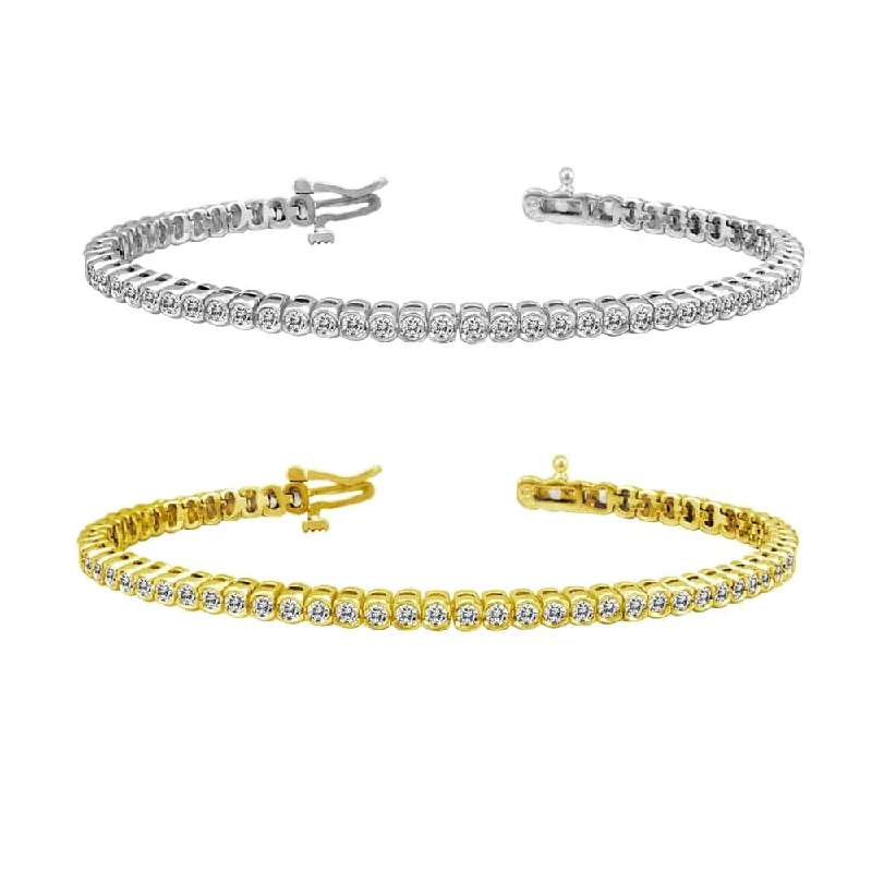 trendy silver bracelets for bridesmaids -14k Gold 2ct TDW Diamond Tennis Bracelet