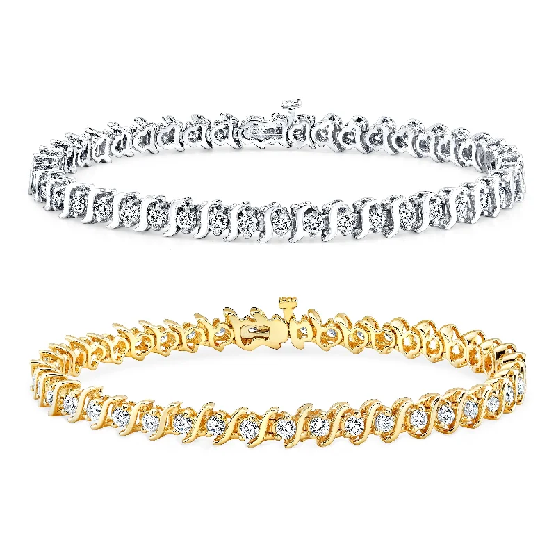 custom bracelets with diamonds for special occasions -14k Gold 5ct TDW S-Link Diamond Tennis Bracelet by Auriya