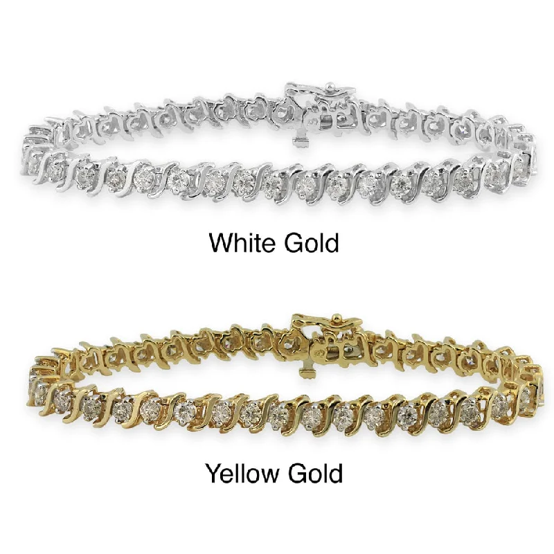 luxury bracelets for formal occasions -14k Gold 7ct TDW Diamond S-Link Tennis Bracelet