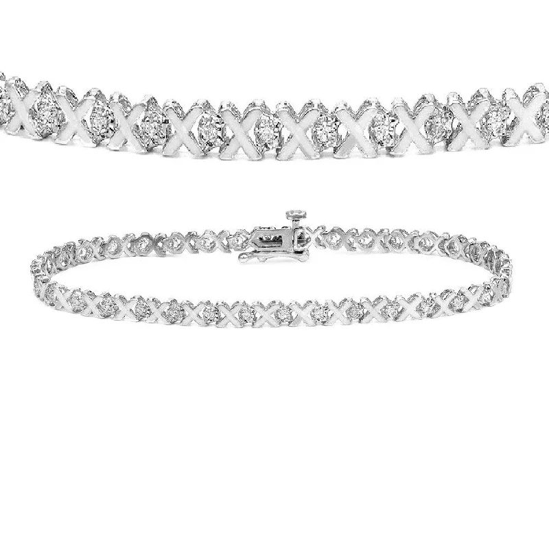 custom-designed gold bracelets for weddings with diamonds -Auriya 1/5ctw XOXO Diamond Tennis Bracelet 14k Gold