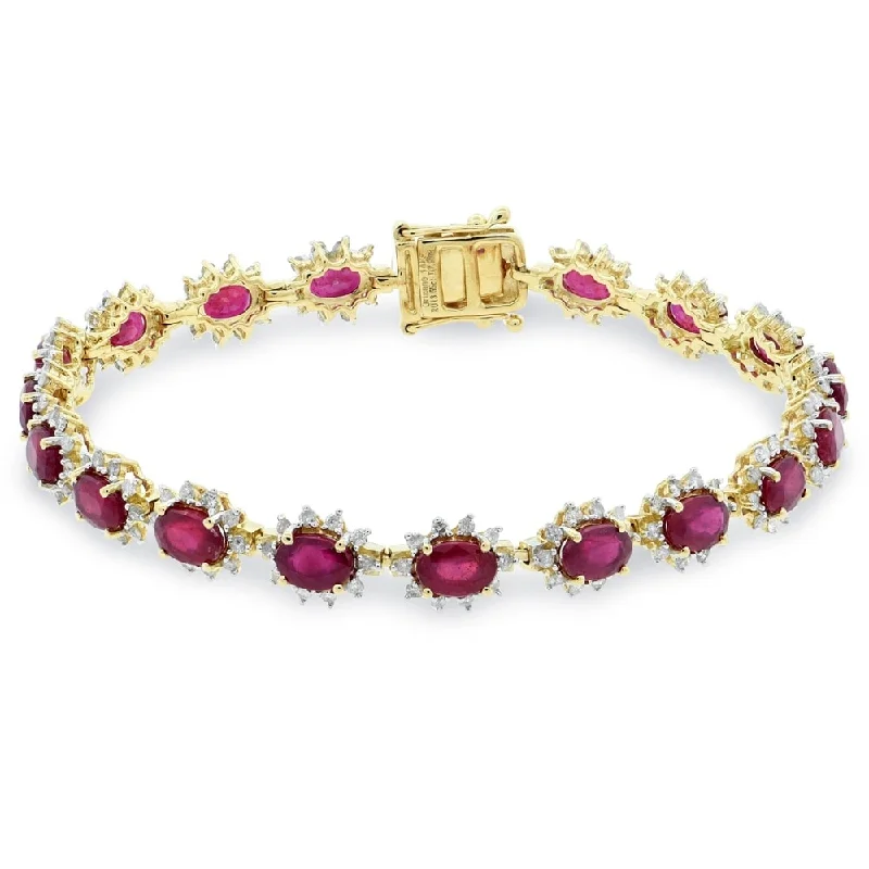 personalized silver bangles for casual wear -Auriya 14k Gold 13 5/8 Ruby and 2ct TDW Diamond Bracelet - Red