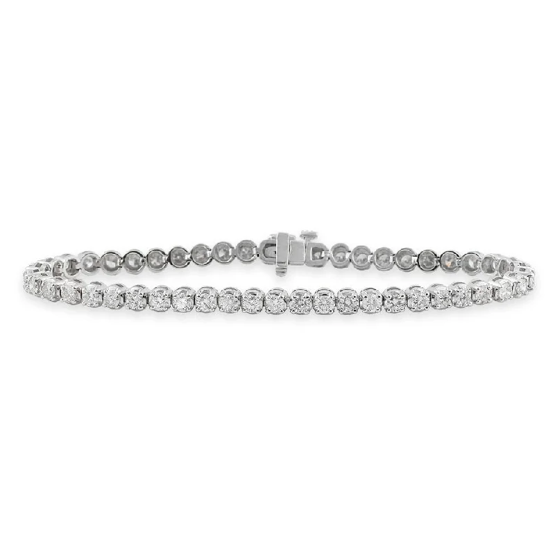 silver bracelets with topaz for engagement parties -Auriya 14k Gold 3ct TDW Round 7-inch Diamond Tennis Bracelet