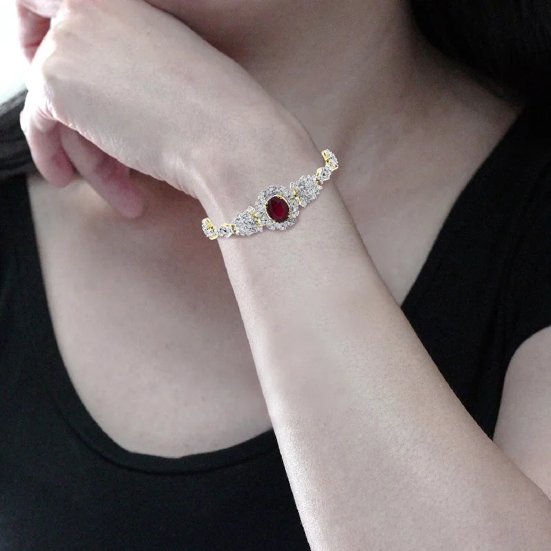 unique charm bracelets for women -Auriya 14k Gold 4 1/2 Ruby and 1 5/8ct TDW Diamond Bracelet - Red