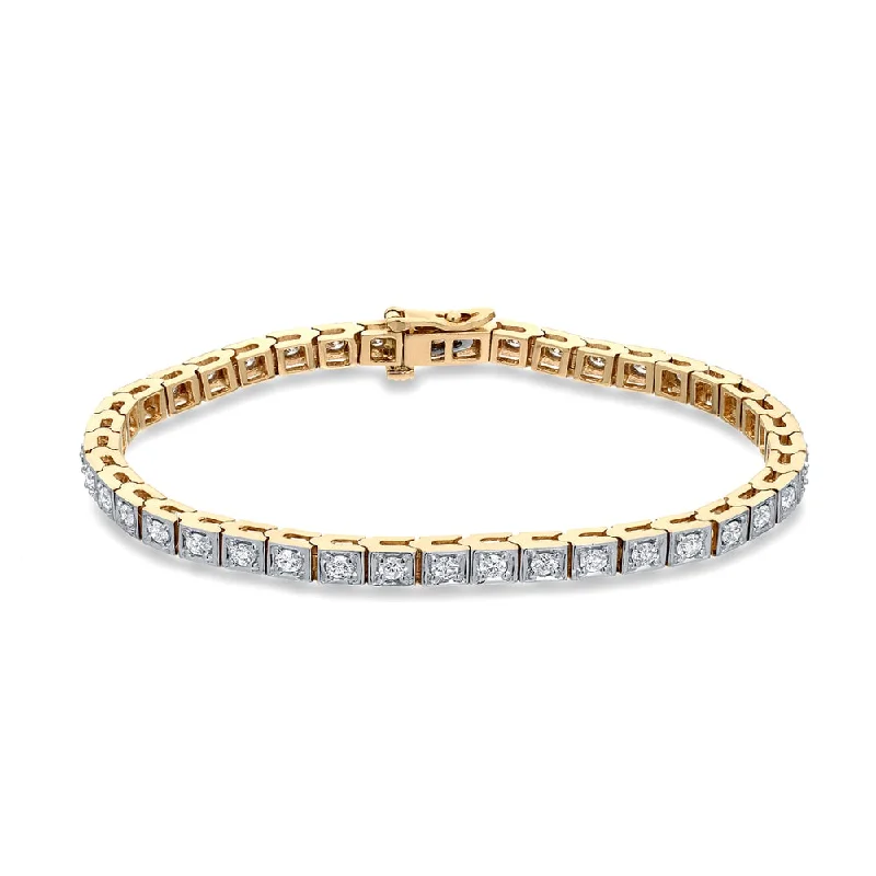 trendy gold bracelets with topaz for special events -Auriya 14k Two Tone Gold 1 1/2ct TDW Round Diamond Tennis Bracelet (H-I, SI2-SI3)