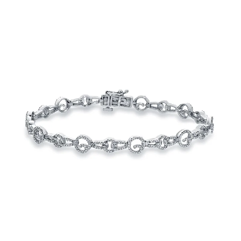 handmade gold bracelets for wedding receptions -Auriya 14k White Gold 1ct TDW Round Diamond Pave Chain Link Bracelet