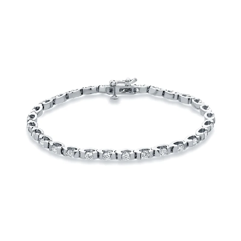 custom bracelets with moonstones for gifts -Auriya 14k White Gold 2 1/4ct TDW Round Cut Diamond Tennis Bracelet (H-I, SI2-SI3)