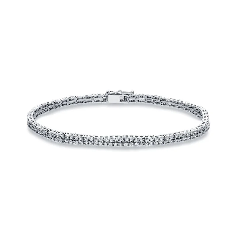 custom leather bangles with initials for women -Auriya 14k White Gold 2ct TDW Round 7-inch Diamond Tennis Bracelet