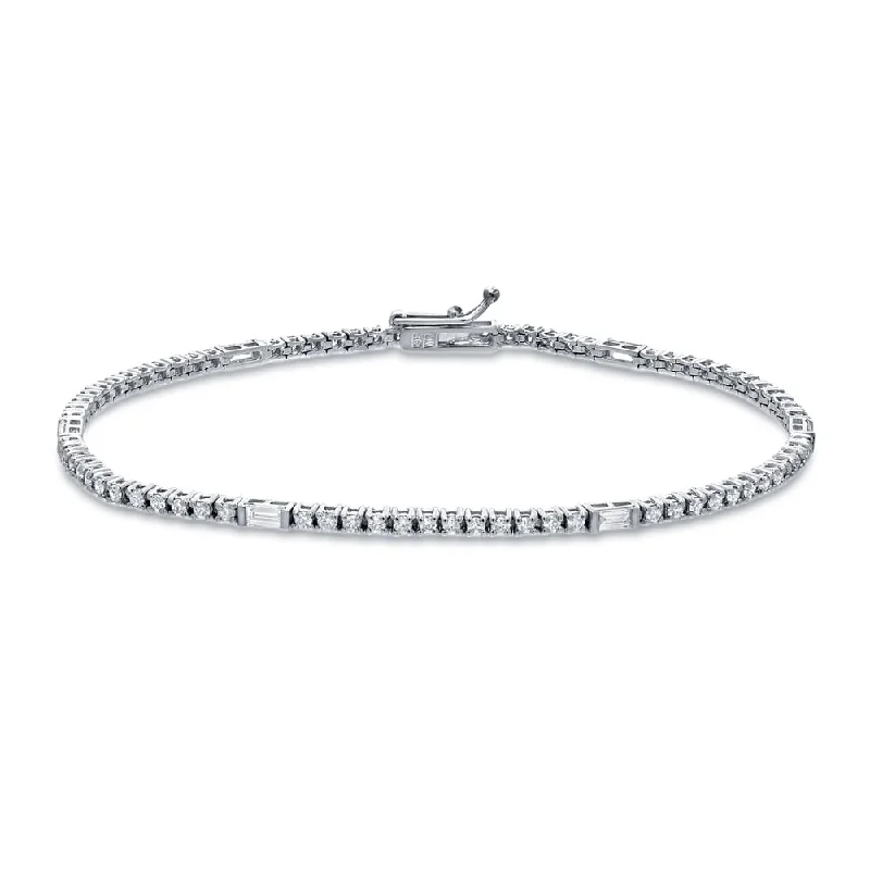 personalized bracelets with pearls for bridesmaids -Auriya 18k White Gold 1 1/2ct TDW Round Diamond Tennis Bracelet (G-H, SI1-SI2)