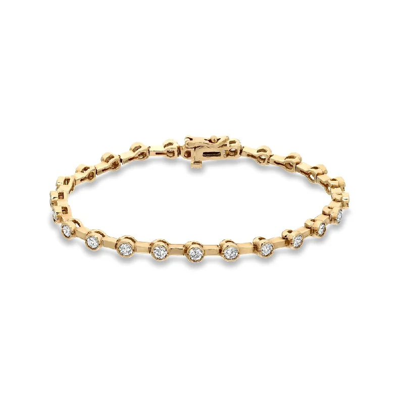 custom bracelets for family members -Auriya 2 3/4ctw Modern Bezel Diamond Tennis Bracelet 14k Yellow Gold - 7-inch