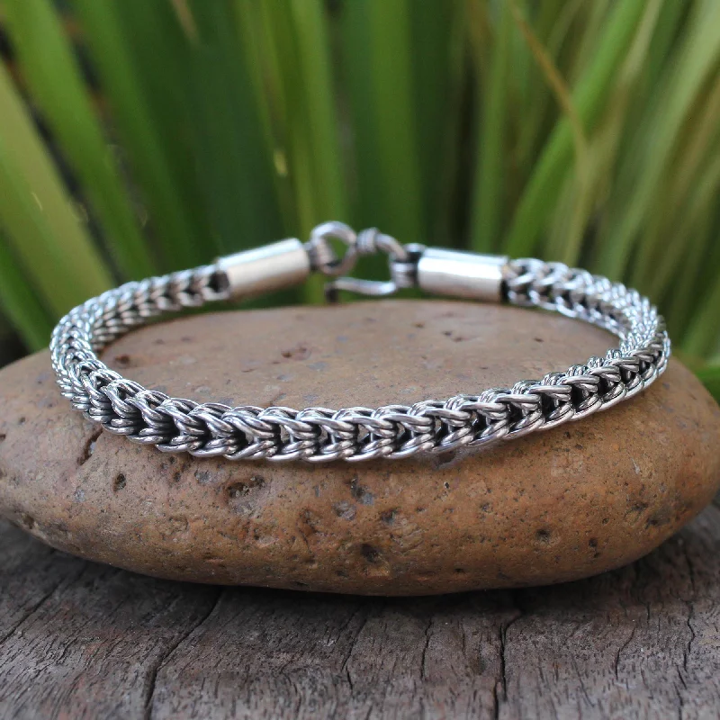 silver bracelets with citrine for weddings -Intricate Textures Sterling Silver Braided Bracelet