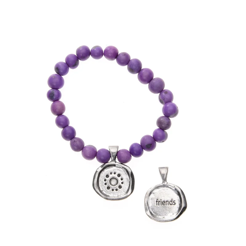 personalized silver bangles with gemstones -Purple Acai Seeds of Life Bracelet with Wax Seal