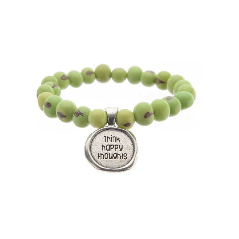 custom-designed silver bracelets for men with initials -Acai Seeds of Life Bracelet with Wax Seal - Spring Green Beads