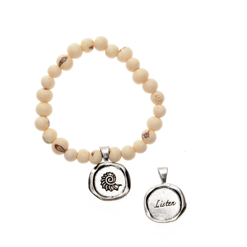 luxury gold bracelets with birthstones -White Acai Seeds of Life Bracelet with Wax Seal