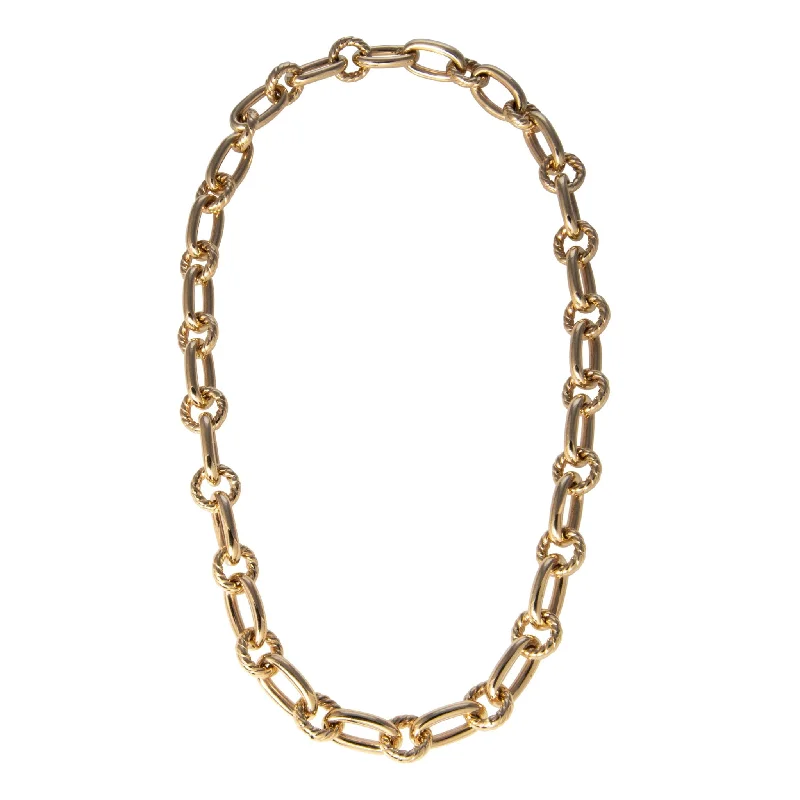 silver heart necklaces with diamonds -14K Yellow Gold Italian Rope & Polished Link Necklace