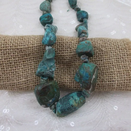 custom necklaces for special occasions -Rustic Chrysolla Big Gemstone Bead Statement  Necklace