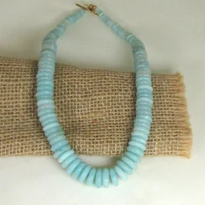 romantic gold necklaces for brides -Cool Aqua Amazonite Gemstone Necklace