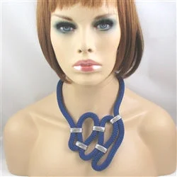 fashion pendants for necklaces -Big Blod Navy Blue Cotton Climbing Cord  Necklace Unique Design