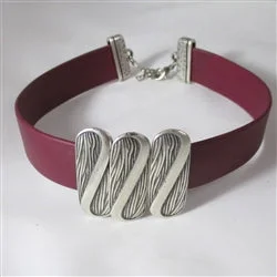 gold necklaces with initials for men -Burgundy Leather Choker Necklace in Wide Soft Supple Leather