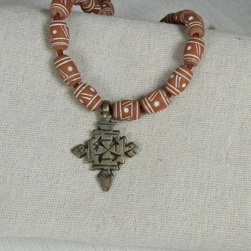 luxury silver necklaces for women -Handmade West African Terracotta Clay Bead Necklace