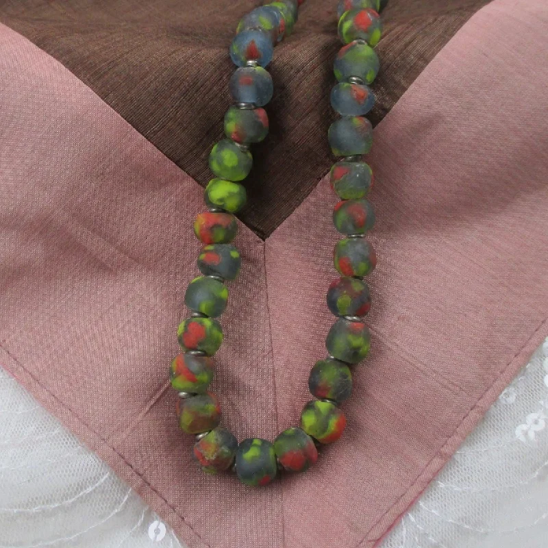 handmade pendant necklaces -Handmade West African  Multi-colored Trade Bead Necklace