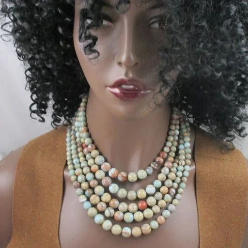 custom wedding necklaces -MUlti-Strand African Opal Gemstone Statement Necklace