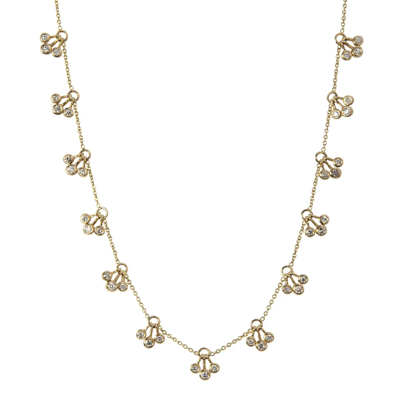 affordable birthstone necklaces -2.29ct Diamond Bezel Trio Drop Station 14K Gold Necklace