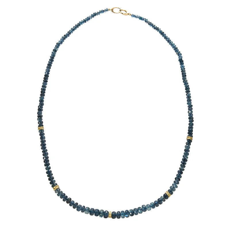 silver necklaces for casual wear -Aquamarine Graduated Beaded 18K Gold Necklace