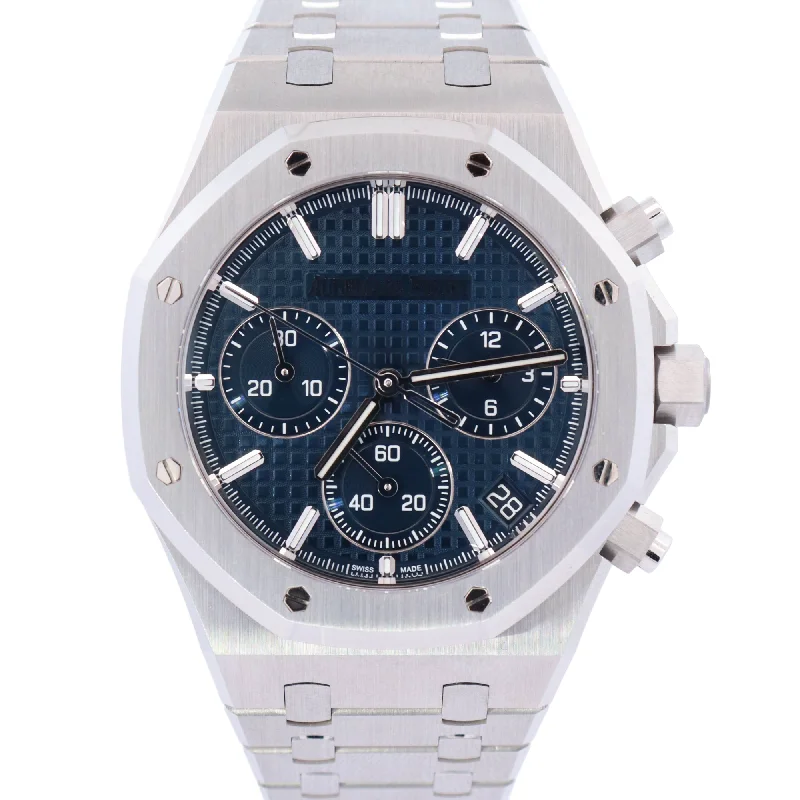 luxury gold necklaces with diamonds -Audemars Piguet Royal Oak "50th Anniversary" 41mm Stainless Steel Blue Chronograph Dial Watch# 26240ST.OO.1320ST.01