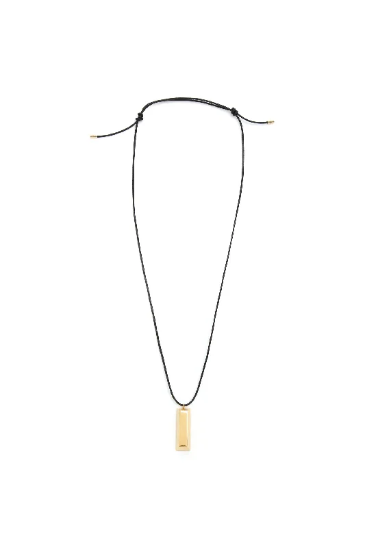 simple custom necklaces for men -Bar Necklace in Yellow Gold 18K