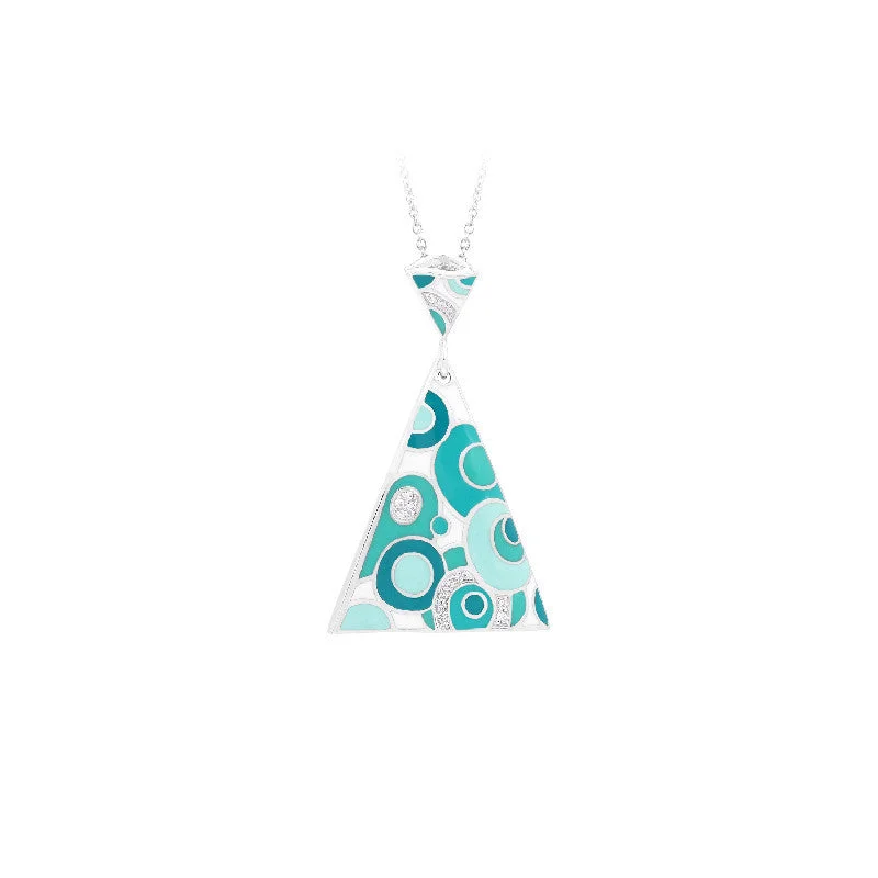 luxury charm necklaces for women -Groovy White and Aqua Pendant