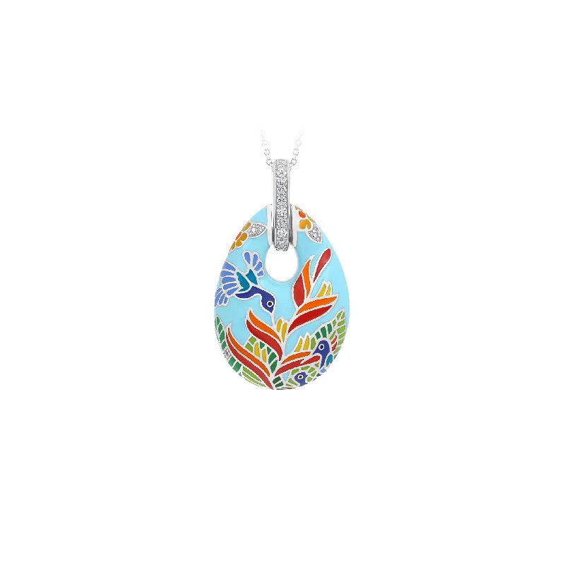 stylish gold pendants for necklaces -Hummingbird Sky Blue Pendant