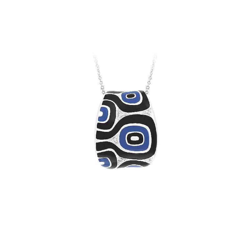 custom gold necklaces with birthstones -Moda Blue and Black Pendant