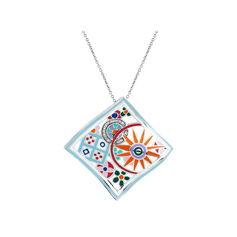 luxury silver heart necklaces -Pashmina Collection Multiple Color Italian Enamel Pendant