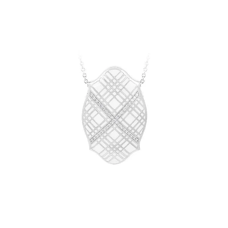 unique silver necklaces for women -Tartan White Pendant