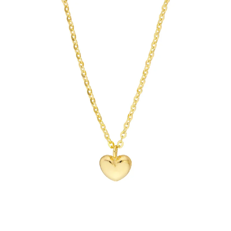 vintage necklaces for wedding gifts -Child 14K Yellow Gold Mini Puff Heart Necklace