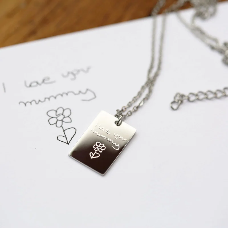 silver necklaces for special occasions -Dazzle Personalized Necklace - Own Handwriting Engraving