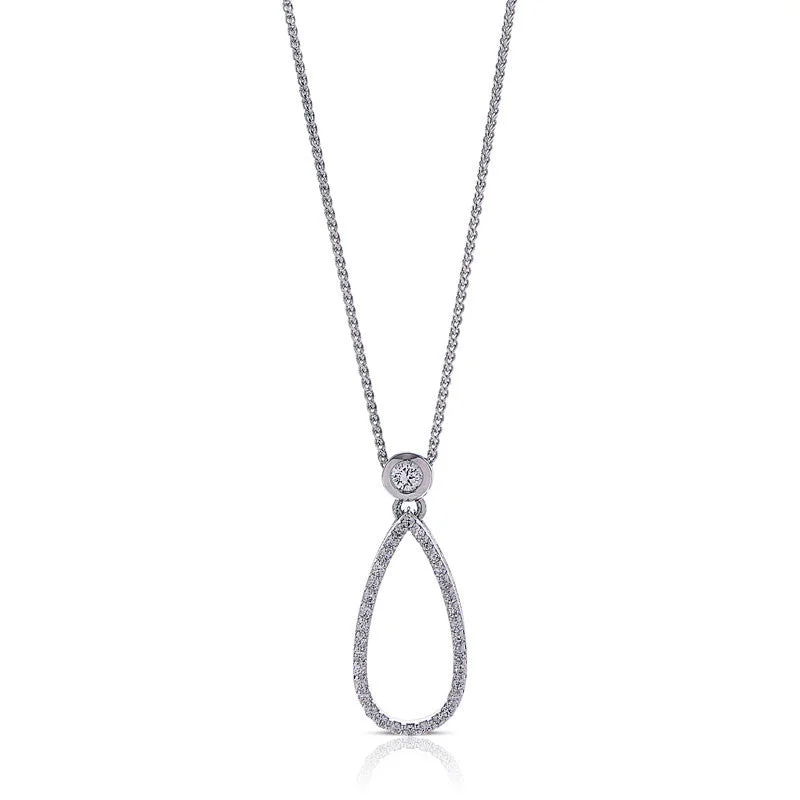 silver necklaces for engagement gifts -Diamond Teardrop Pendant