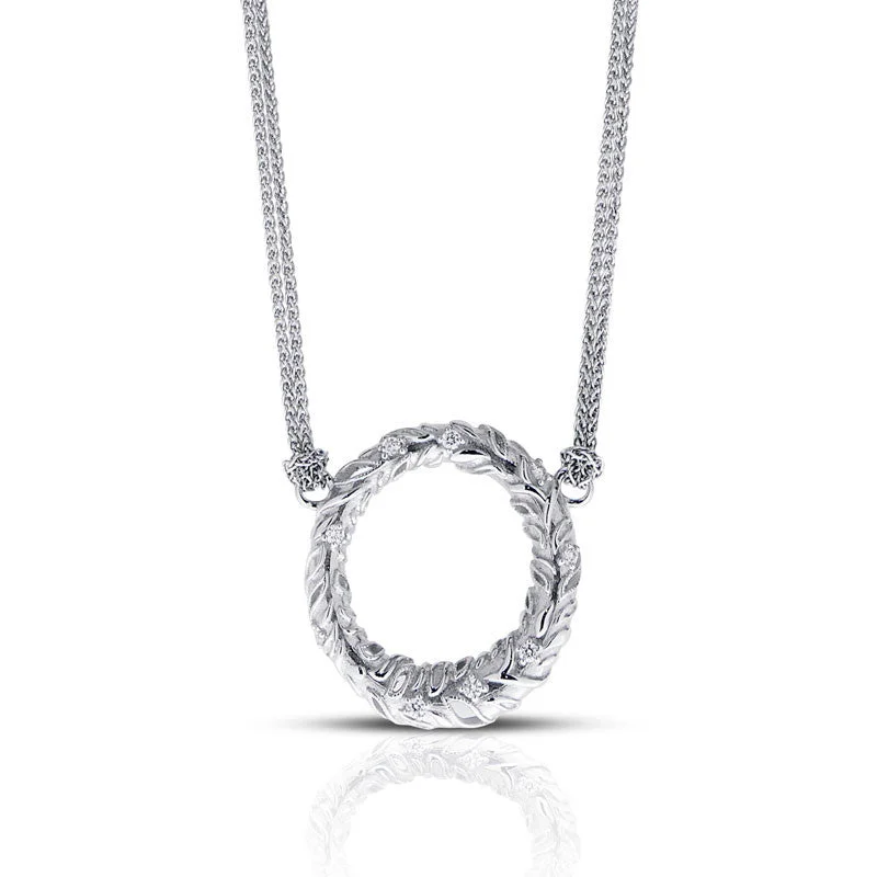 modern gold necklaces -Diamond Textured Circle Necklace