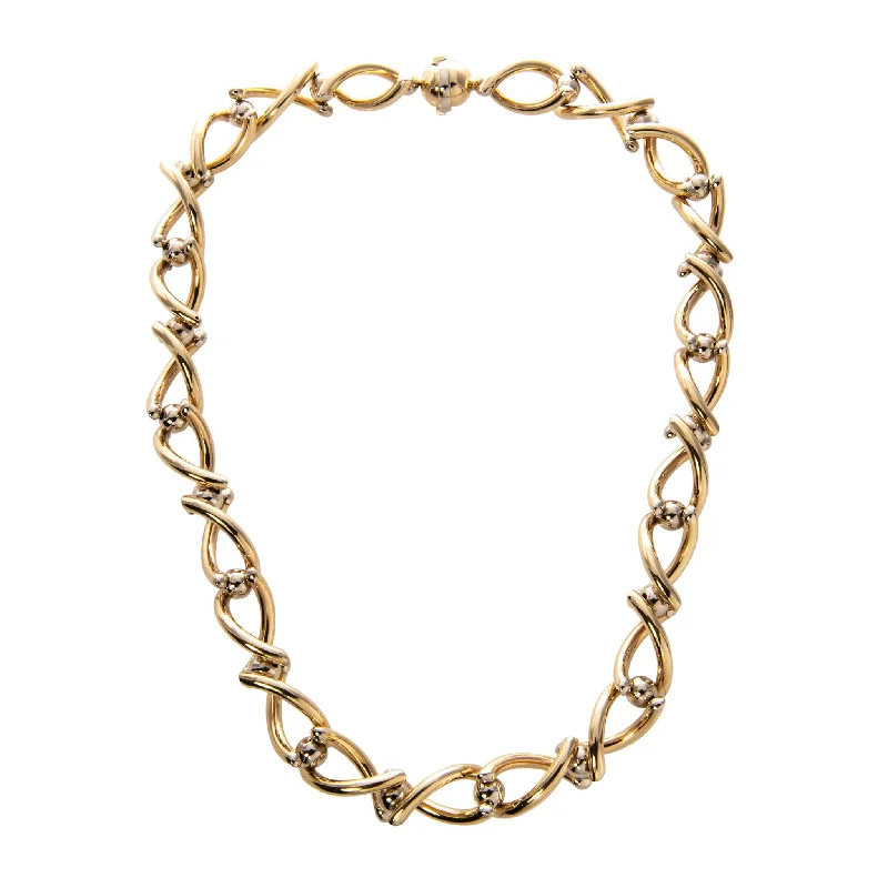 fashionable gold heart necklaces -Estate 14K Gold Alternating Open Twist Link Necklace