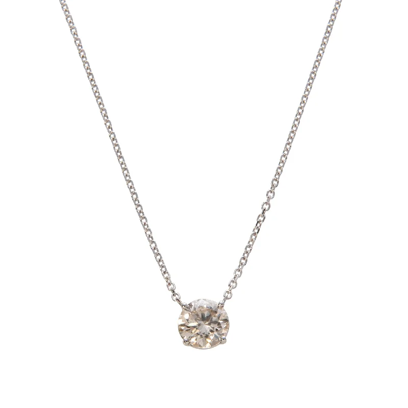 luxurious gold necklaces with charms -Estate 2.68ct Round Brilliant Diamond Solitaire Necklace