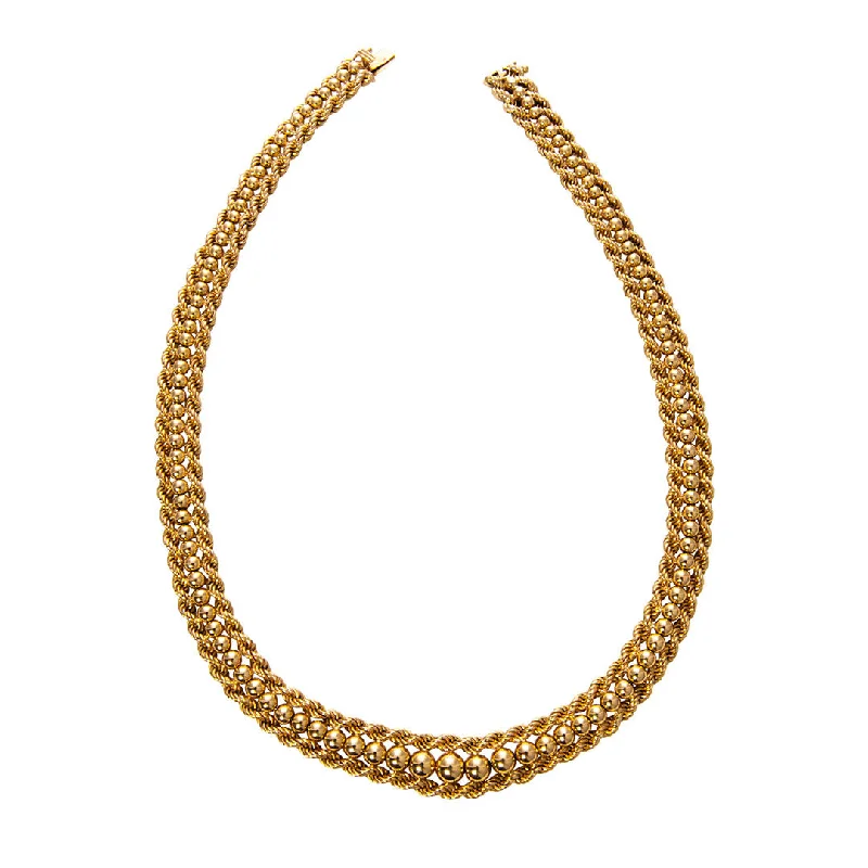 beautiful gold necklace sets -Estate French 18K Gold Graduated Bead Rope Necklace