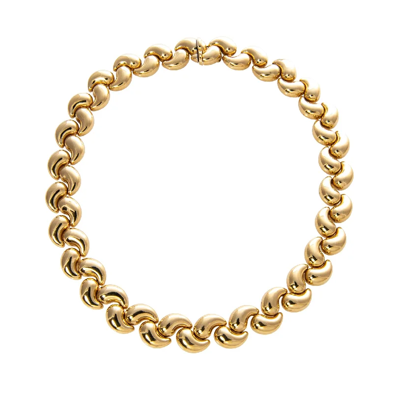 luxury gemstone necklaces for special events -Vintage Italian 18K Yellow Gold Curvy Link Collar Necklace