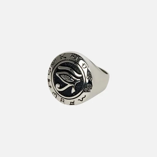 men's charm necklaces -"HORUS" RING - WHITE GOLD