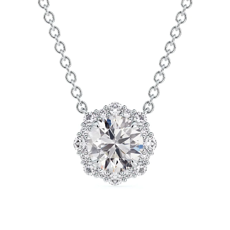 custom engraved necklaces for women -Forevermark Center of My Universe® Floral Halo Diamond Pendant