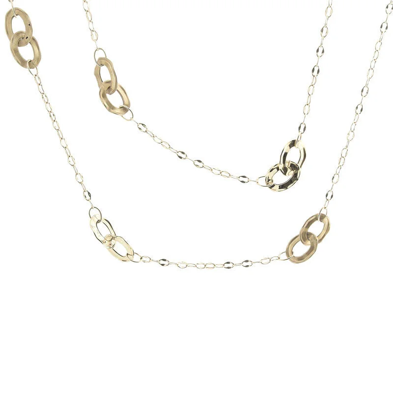 pearl necklaces with gemstones -Italian gold double loop station necklace