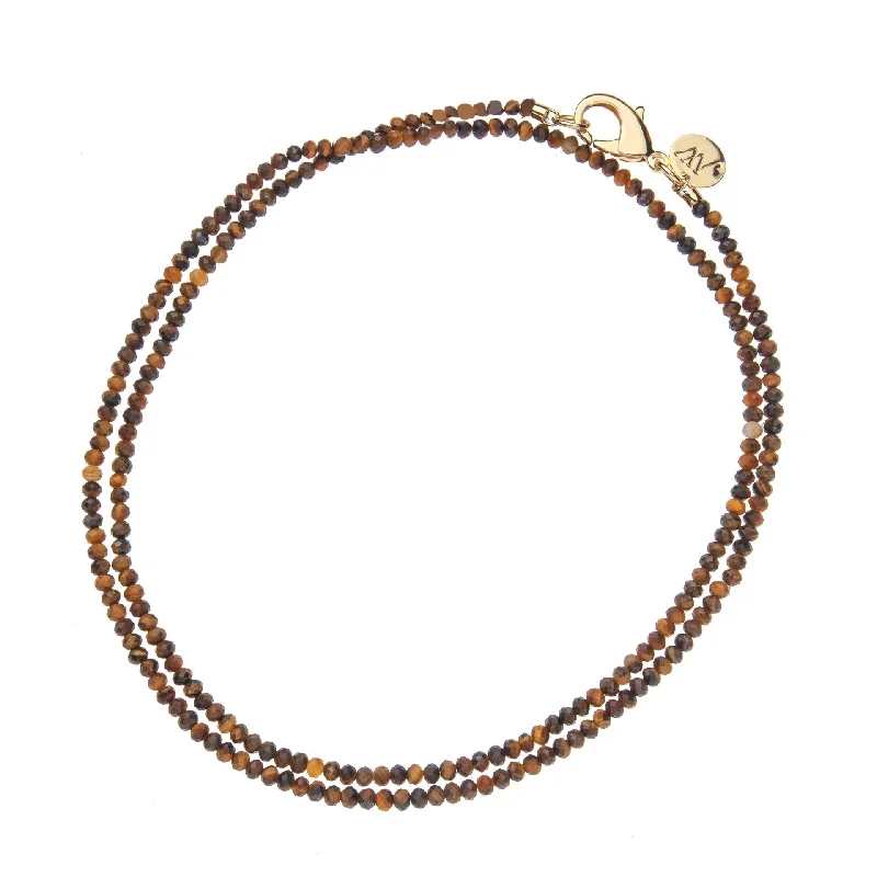 silver chain necklaces for special occasions -Jane Win Double Wrap Diamond-Cut Tiger's Eye Beaded Necklace