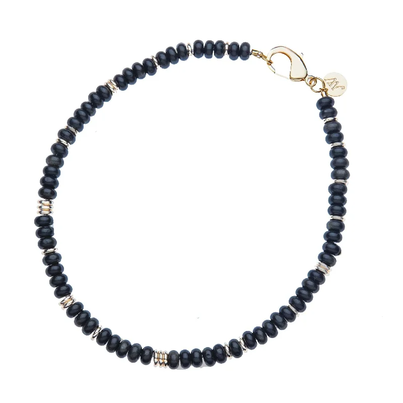 trendy custom necklaces for men -Jane Win Obsidian Gumdrop Beaded Necklace